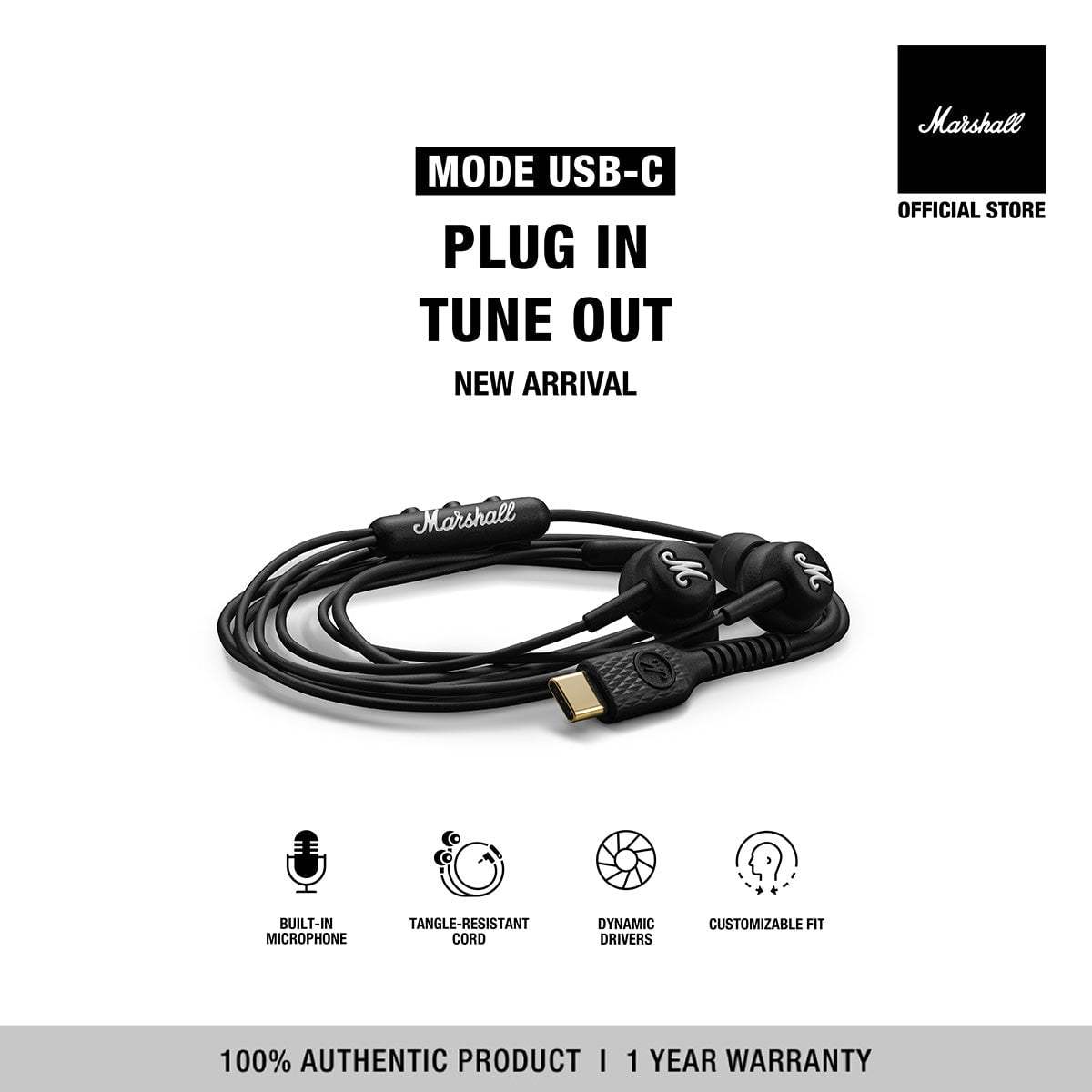 NEW ARRIVAL] MARSHALL MODE USB-C BLACK