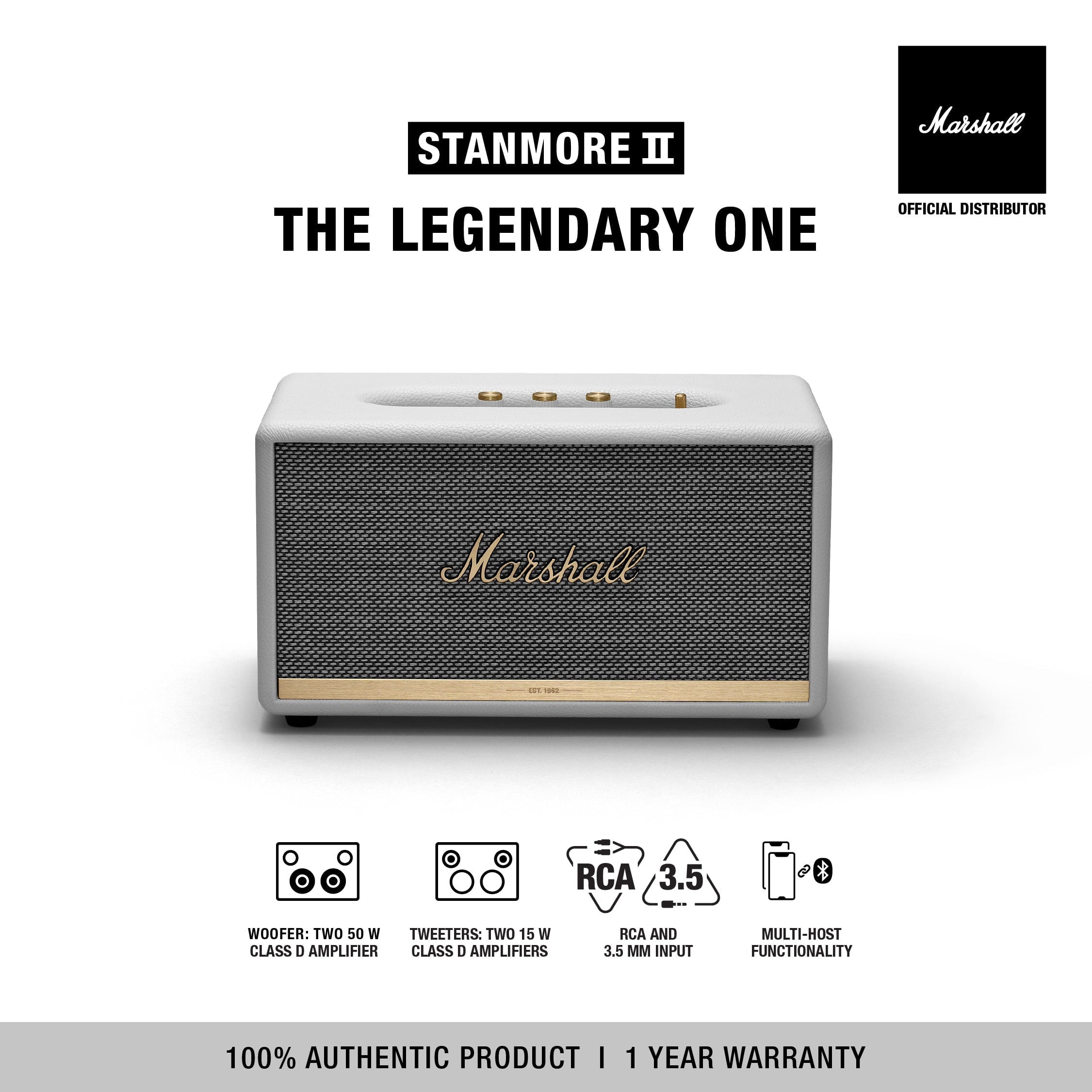 訳あり商品 Marshall Stanmore II Wireless Bluetooth Speaker, White