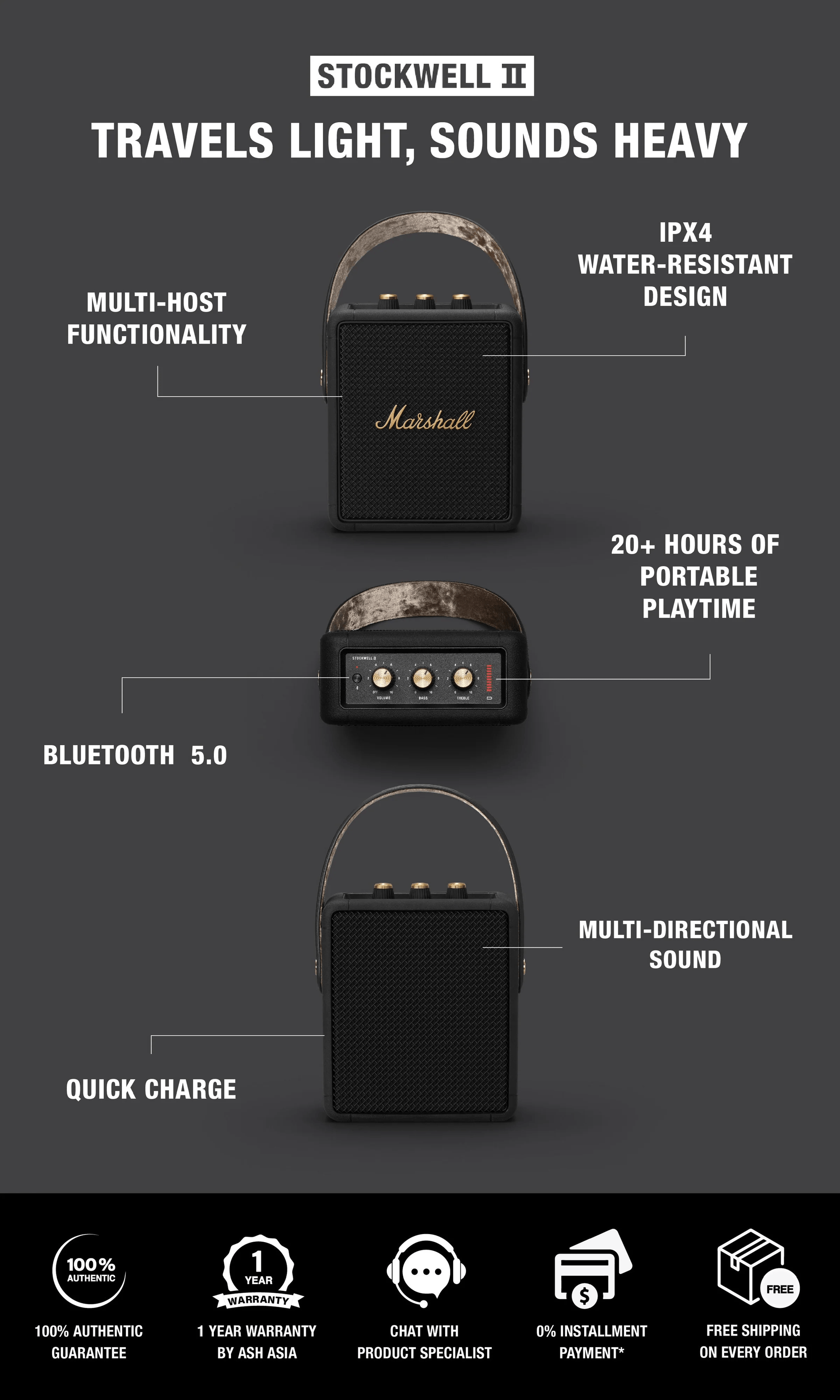 MARSHALL STOCKWELL II SPEAKER (MARSHALL SPEAKER, BLUETOOTH SPEAKER ...